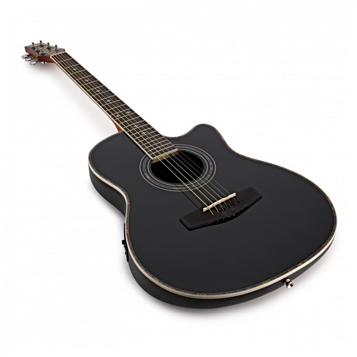 Roundback Electro Acoustic Guitar by Gear4music with Accessories Black