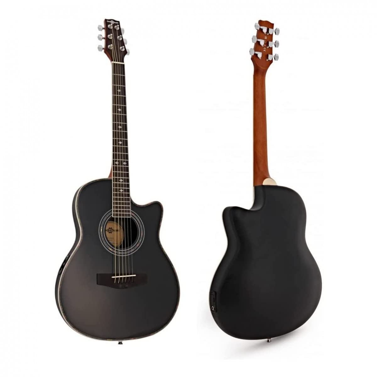 Roundback Electro Acoustic Guitar by Gear4music with Accessories Black