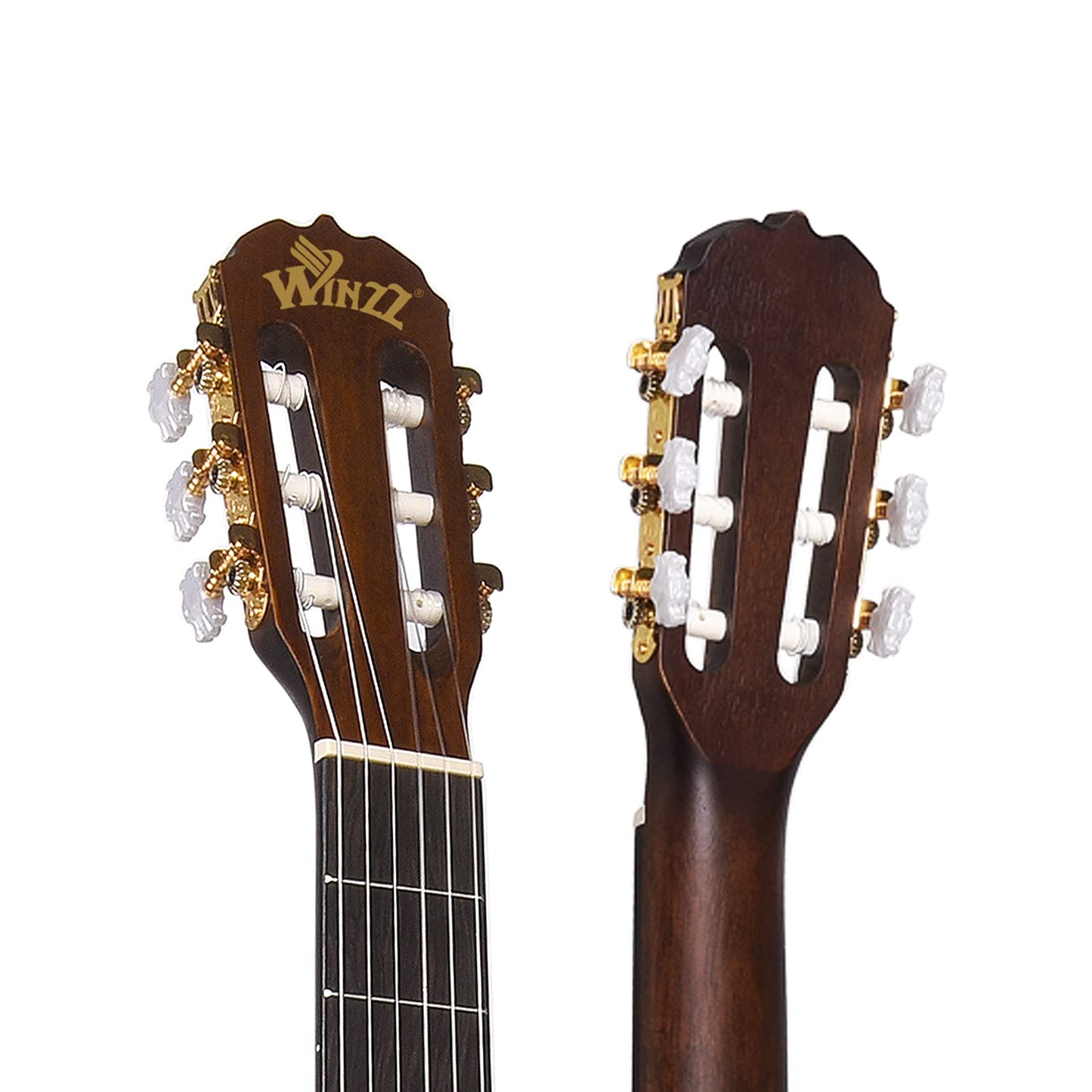 Winzz 4/4 Full Size Classical Spanish Guitar for Adults Beginners with Complete Accessories (39 Inches, Matte Brown)
