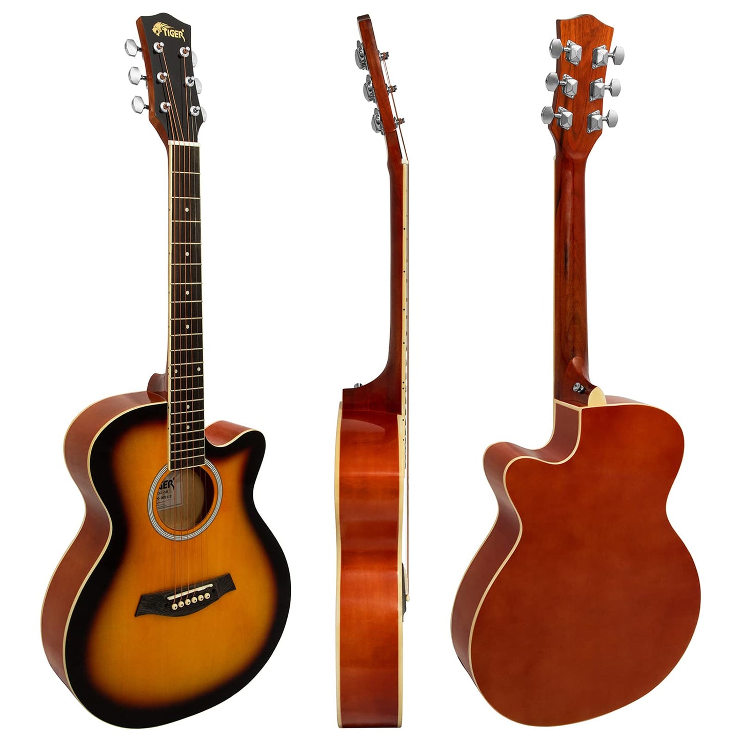 TIGER ACG1-SB Small Body Acoustic Guitar for Beginners - Sunburst - Now with 6 Months Free Lessons Included