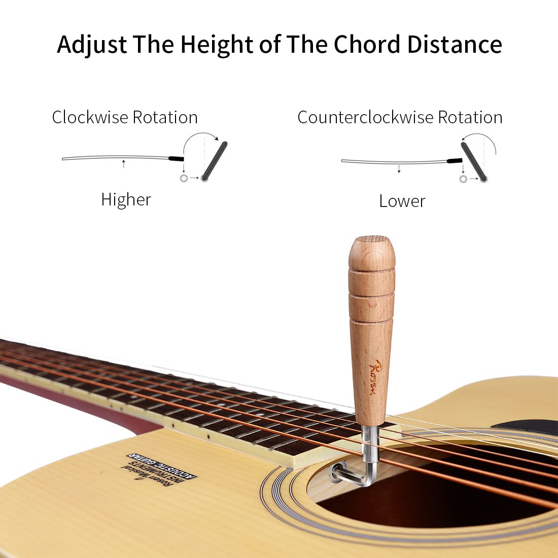 Rosen Acoustic Guitar 41 Inches 4/4 Solid Top Dreadnought Spruce Guitar Beginner Bundle with Book, Padded Bag, Strings, Picks, Tuner, Hexwrench, Strap, Polishing Cloth,blue