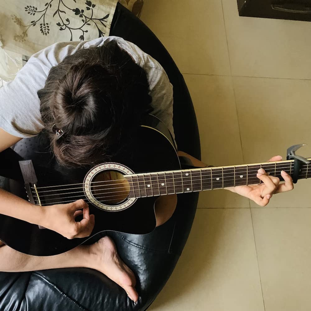 Fender SA-105CE, Electro Acoustic Guitar, Dreadnought Cutaway, Black, Comes with Free Virtual Lessons