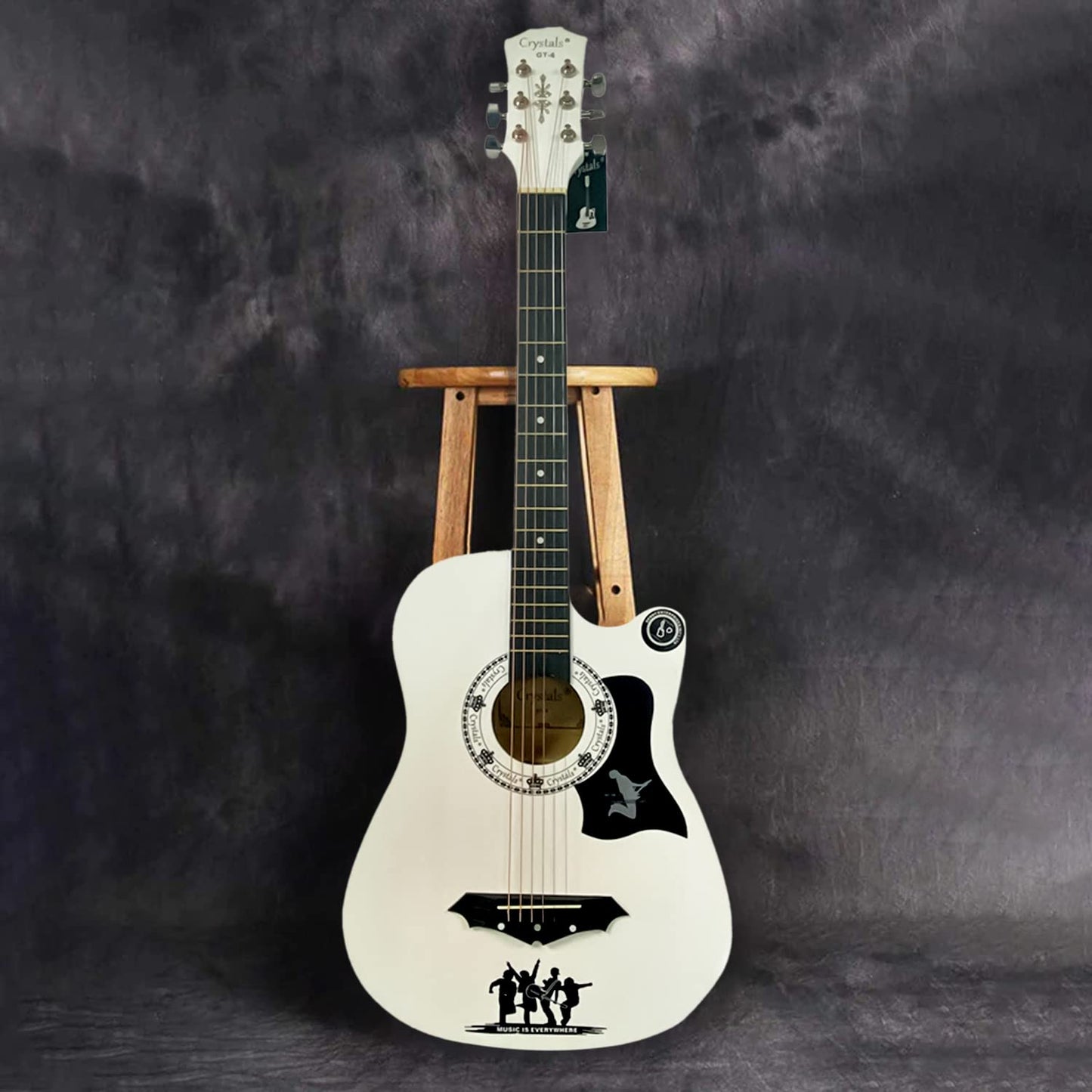 4/4 Size 38" Classic 6 Strings Acoustic Guitar Full Package Pack with Accessories (White)