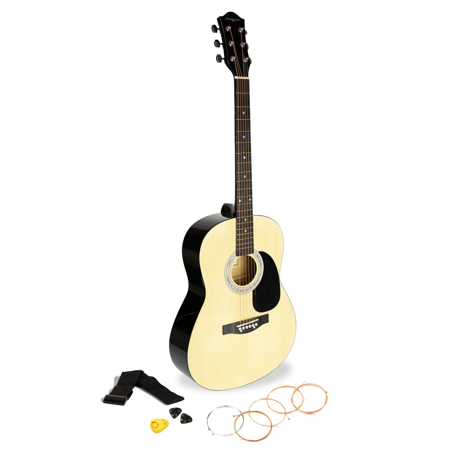 Martin Smith Acoustic Guitar with Guitar Strings, Guitar Plectrums & Guitar Strap