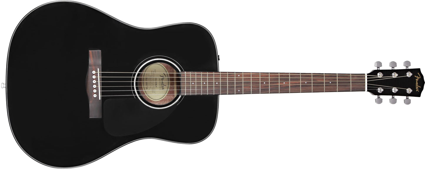 Fender CD-60 Dreadnought V3 DS Acoustic Guitar - Walnut Fretboard - Black, Comes with Free Virtual Lessons
