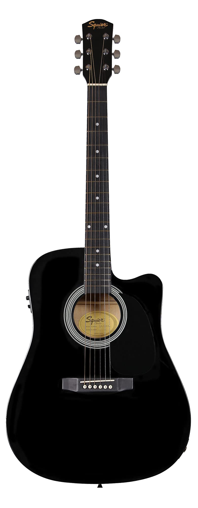 Fender SA-105CE, Electro Acoustic Guitar, Dreadnought Cutaway, Black, Comes with Free Virtual Lessons