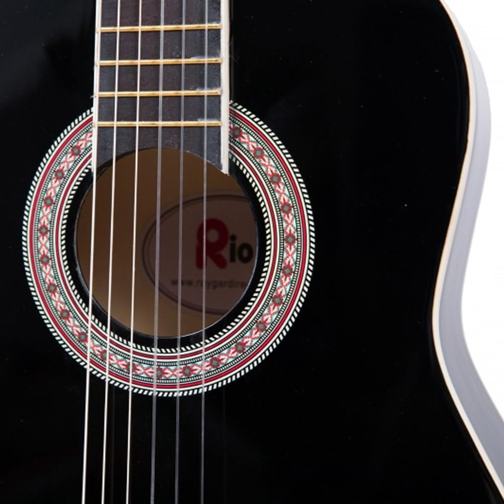 Rio 3/4 Size Classical Guitar Pack For Junior beginners - Suit 9 To 12 Years - New (Black)