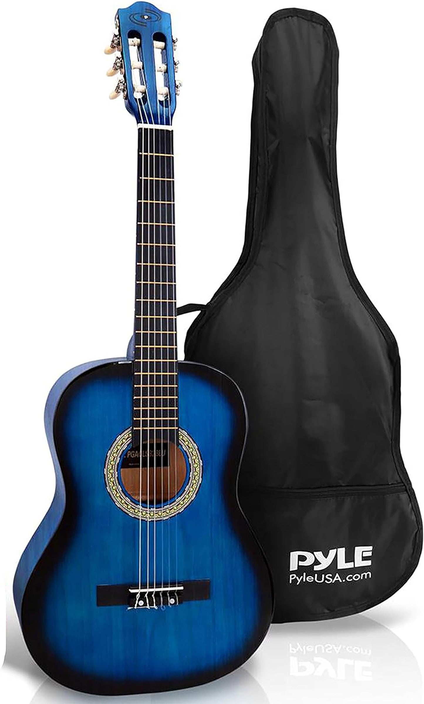 Pyle 3/4 Acoustic Guitar, Classical Guitars, Junior Guitar-Size 91cm/36" Beginner Guitar Kit, for Kids & Adults w/Short Fingers, Accessories, Gig Bag, Strap, Right-Handed, Blue