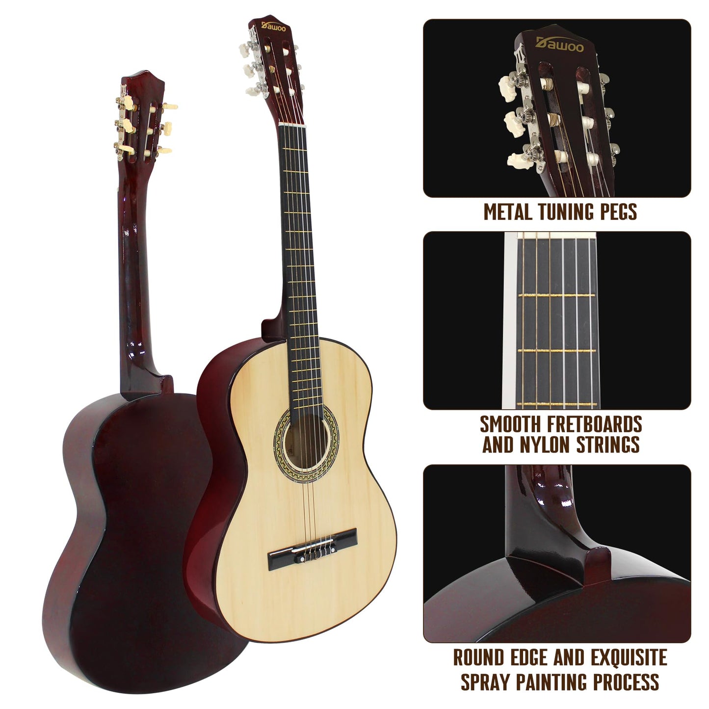 DAWOO 3/4 Size Acoustic Guitar,36 inch Classic Guitar,A Quality Choice for Beginners and Music Lovers.(36 inch)