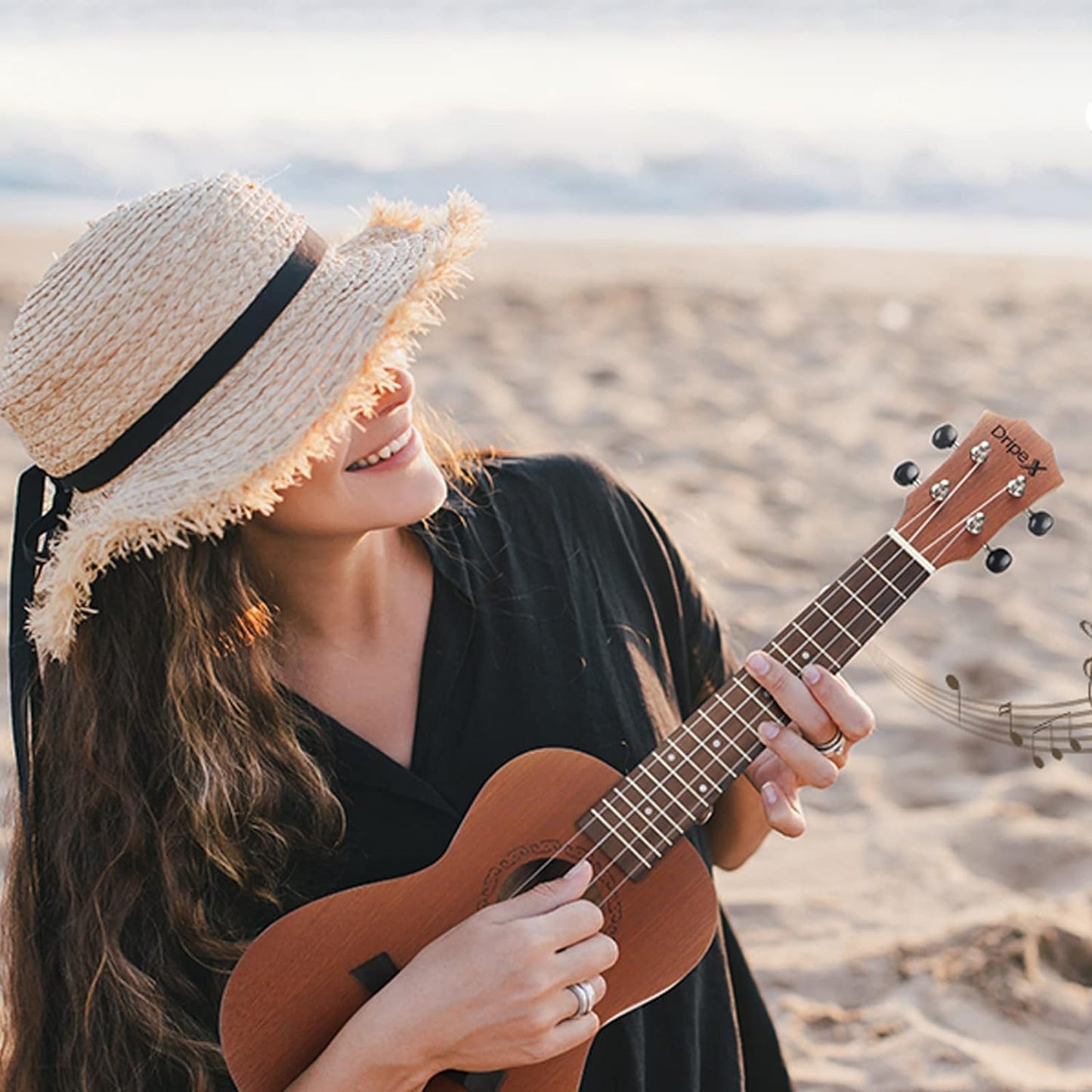 Dripex 23 Inch Concert Ukulele, Small Guitar Ukelele, Professonial Wood Ukulele Starter with Beginners Kit, Quality Musical String Instrument for Adults or Kids (Natural Color)