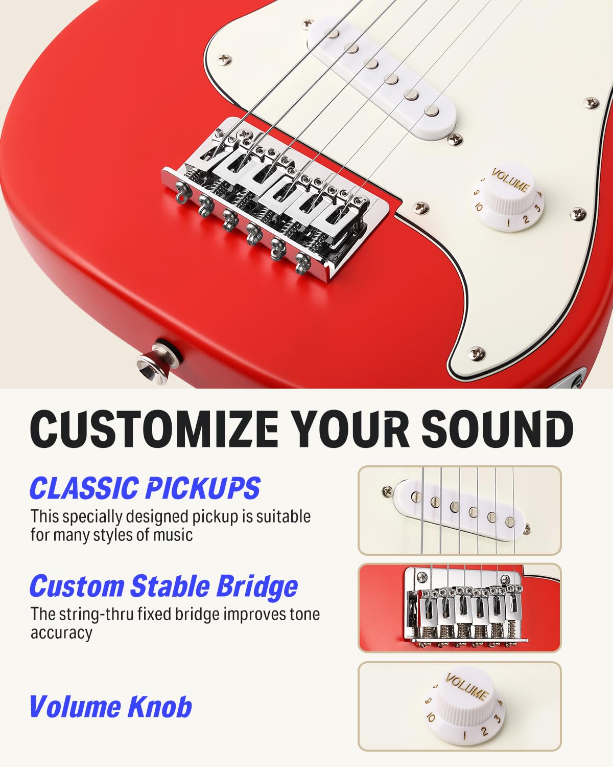 Donner 30 Inch Kids Junior Electric Guitar Beginner Kit ST Style Mini Guitar Premium Bundle with Amp, Tuner, Capo, Bag, Strap, String, Cable (DSJ-100, Red)