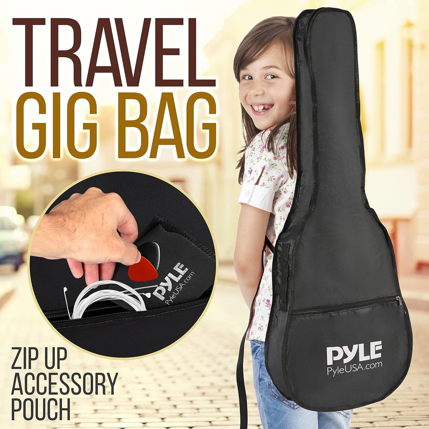Pyle 3/4 Acoustic Guitar, Classical Guitars, Junior Guitar-Size 91cm/36" Beginner Guitar Kit, for Kids & Adults w/Short Fingers, Accessories, Gig Bag, Strap, Right-Handed, Blue