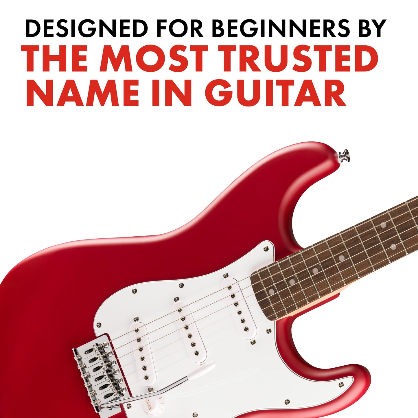 Squier by Fender Debut Collection Stratocaster Electric Guitar, Laurel Fingerboard, White Pickguard, Dakota Red