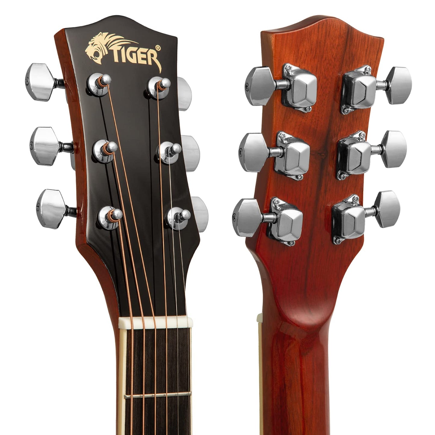 TIGER ACG1-NT34 3/4 Size Acoustic Steel String Guitar - Small body Acoustic Guitar for Ages 9+ with Bag, Strap, Spare Strings and Plectrums - Natural - Now with 6 Months Free Lessons Included