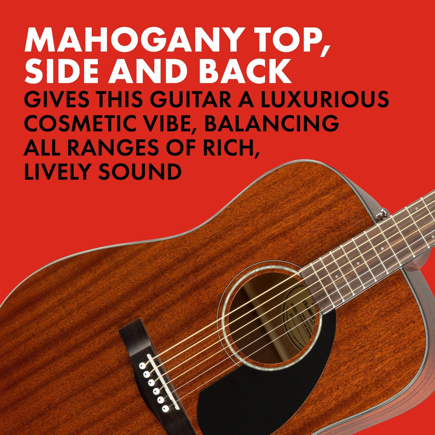 Fender CD-60S Dreadnought, Walnut Fingerboard, All-Mahogany, Natural, Full Size, 970110022, Comes with Free Virtual Lessons