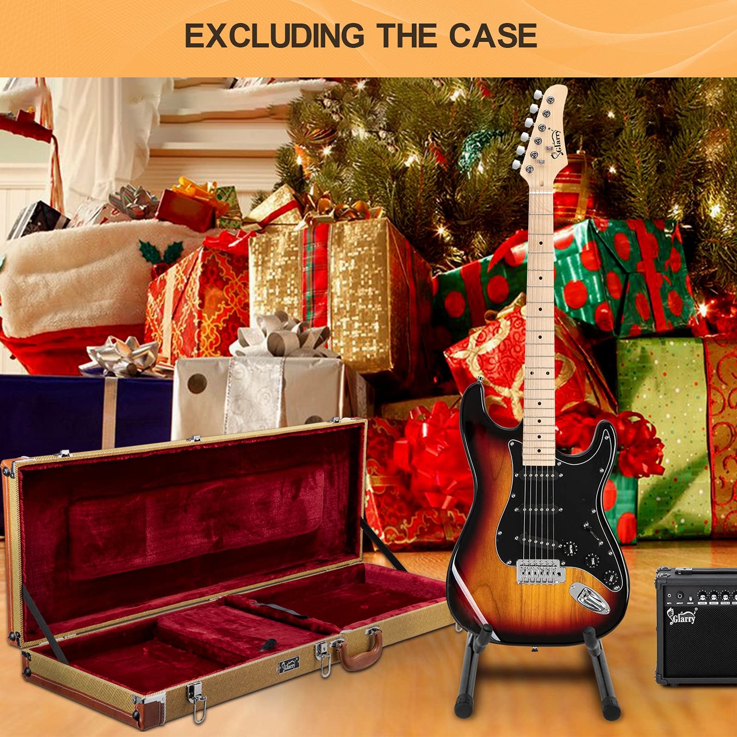 GLARRY Full Size Electric Guitar Kit for Beginner, GST Series Starter Package with 20W Amp and Accessories Pack Gig Bag, Strap Pick, Tremolo Bar, and Cable (Sunset)