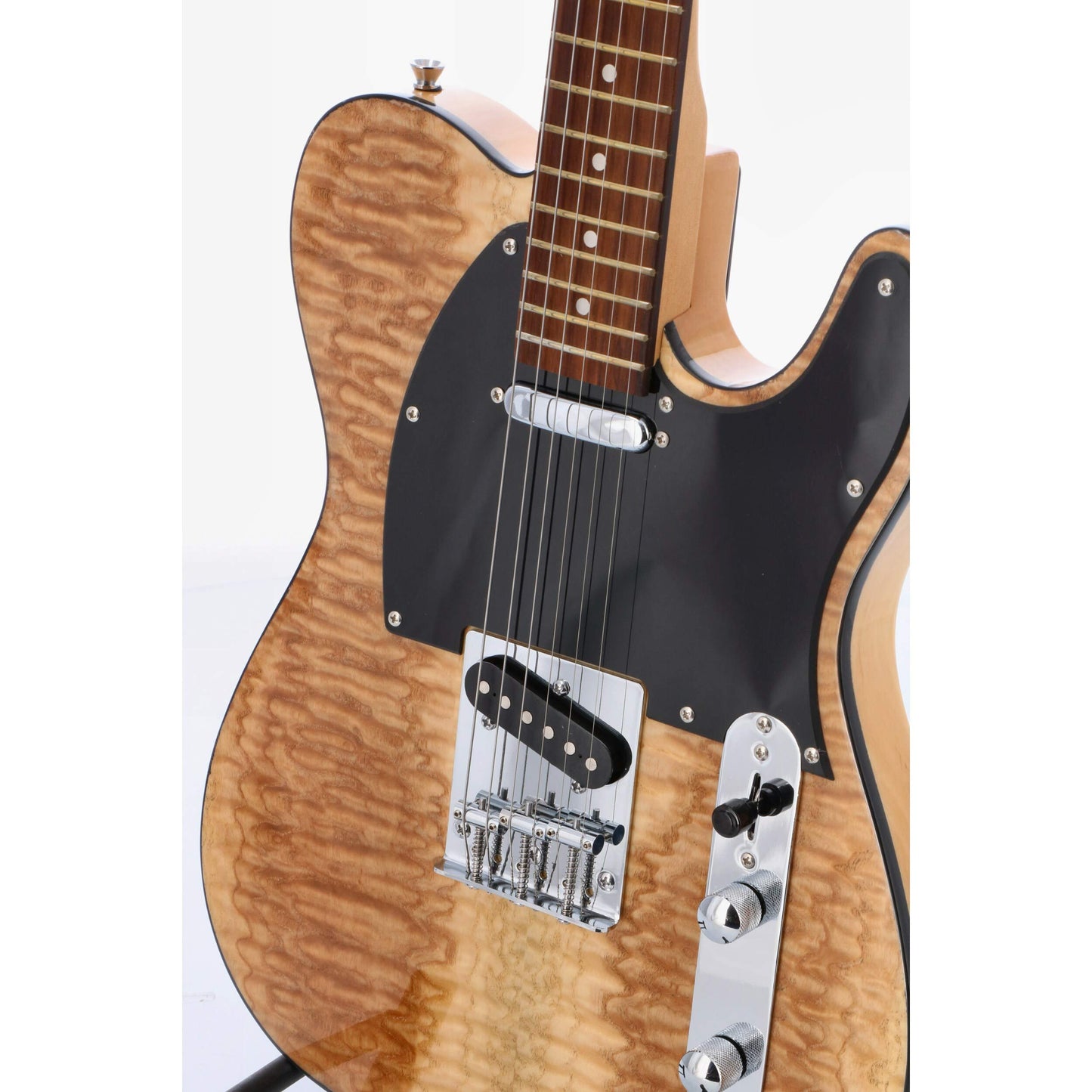 Fazley FTL218NTAB Electric Guitar - Ash Burl - Natural Look - Beginners Guitar - 42 Inches Full Size - Basswood