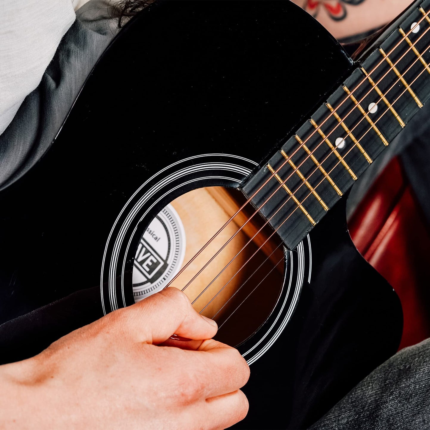 3rd Avenue Full Size 4/4 Cutaway Acoustic Guitar Pack Bundle for Beginners - 6 Months FREE Lessons, Bag, Strap, Picks and Spare Strings - Black